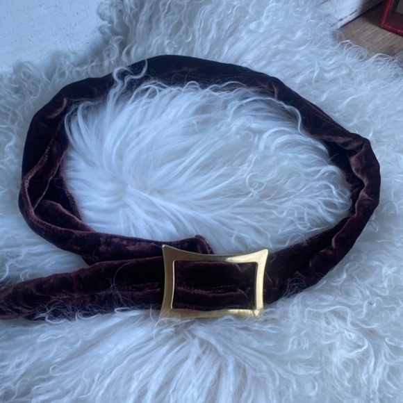 Anthropologie Purple Velvet Belt OS - Picture 2 of 5